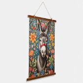 Cute Donkey On Colorful Floral Background Hangend Wandkleed (Gebogen)
