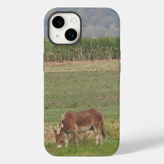 Cute Donkey over het kweken van veldgras in gras Case-Mate iPhone Case (Achterkant)