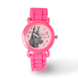 Cute donkey potlood tekenend monochrome realistisc horloge
