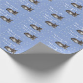 Cute Donkey Snowflakes Blue Kerstmis Cadeaupapier (Hoek)
