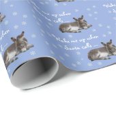 Cute Donkey Snowflakes Blue Kerstmis Cadeaupapier (Rol Hoek)