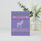 Cute Donkey Ugly Sweater Christmas Holiday Winter Briefkaart (Staand voorkant)