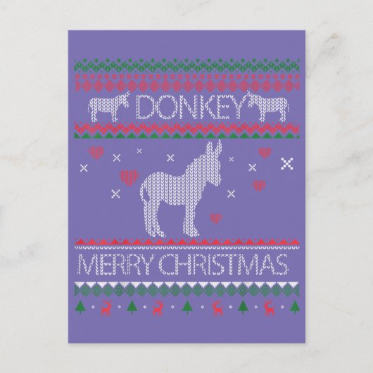 Cute Donkey Ugly Sweater Christmas Holiday Winter Briefkaart (Voorkant)