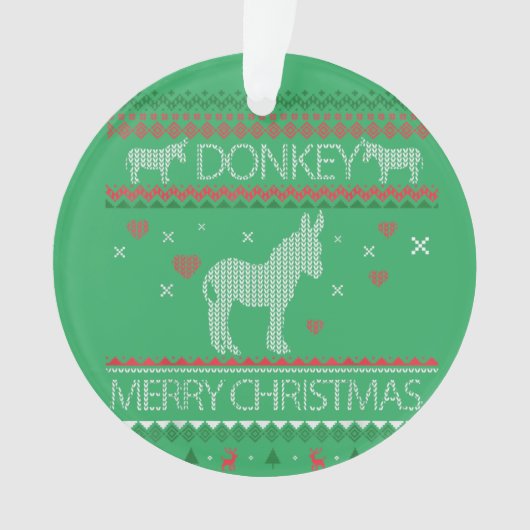 Cute Donkey Ugly Sweater Christmas Holiday Winter Ornament (voorkant)