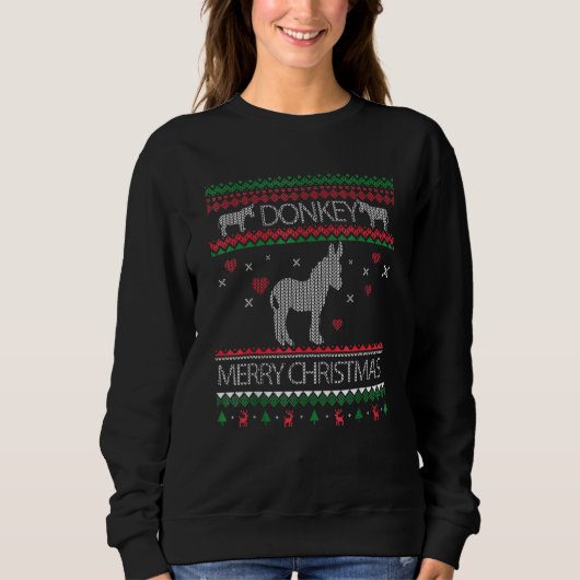 Cute Donkey Ugly Sweater Kerstfeestdag Winter (Voorkant)