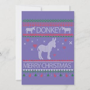 Cute Donkey Ugly Sweater Kerstfeestdag Winter Kaart