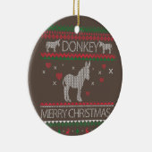 Cute Donkey Ugly Sweater Kerstfeestdag Winter Keramisch Ornament (Rechts)
