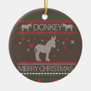 Cute Donkey Ugly Sweater Kerstfeestdag Winter Keramisch Ornament