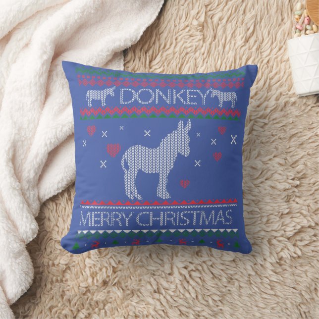 Cute Donkey Ugly Sweater Kerstfeestdag Winter Kussen (Deken)