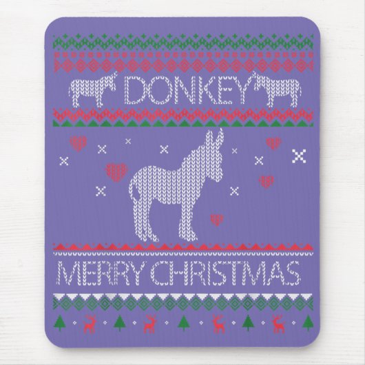 Cute Donkey Ugly Sweater Kerstfeestdag Winter Muismat (Voorkant)