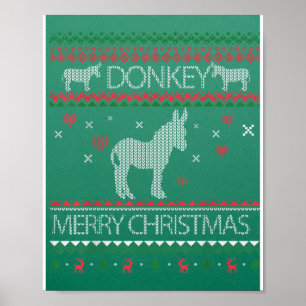 Cute Donkey Ugly Sweater Kerstfeestdag Winter Poster