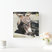 Cute Donkey Wall Clock Vierkante Klok (Huis)
