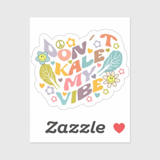 Cute Don't Kale my Vibe, Retro Vegan Sticker (Vel)