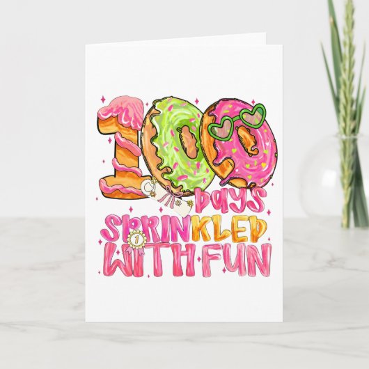 Cute Donut 100 dagen met leuk schoolfeest strooise Kaart (Voorkant)