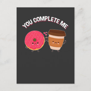 Cute Donut and Coffee Doughnut Food Lover Couple Briefkaart