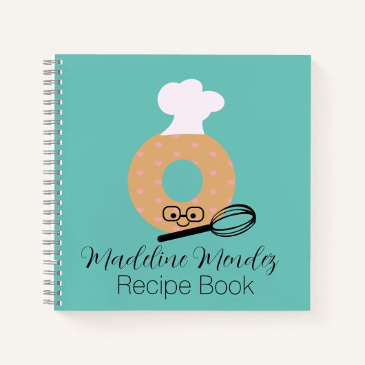 Cute Donut Baker Ontvang Kinder blauw Notitieboek (Voorkant)