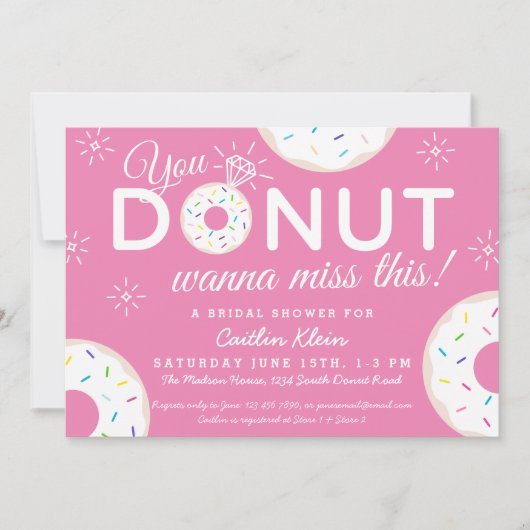 Cute Donut Bridal Shower Invitations | Roze Kaart (Voorkant)