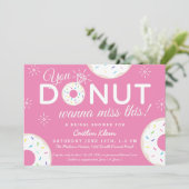 Cute Donut Bridal Shower Invitations | Roze Kaart (Staand voorkant)