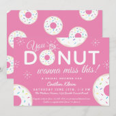 Cute Donut Bridal Shower Invitations | Roze Kaart (Voorkant / Achterkant)