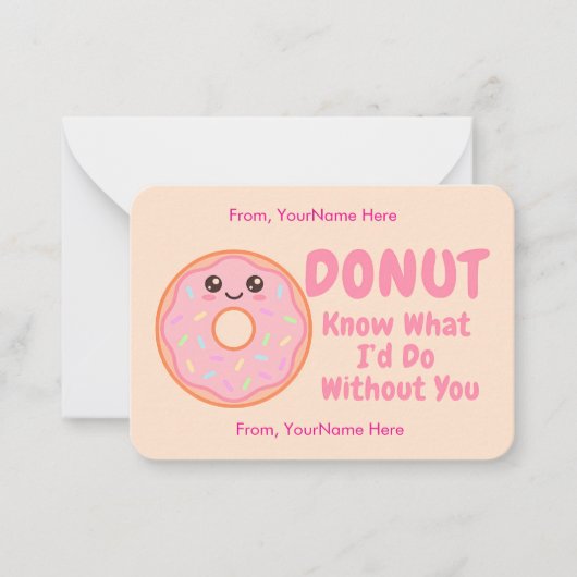 Cute Donut Classroom Valentine Card Notitiekaartje (Voorkant)