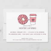 Cute Donut & Coffee Valentijnsdag Brunch Kaart (Voorkant)