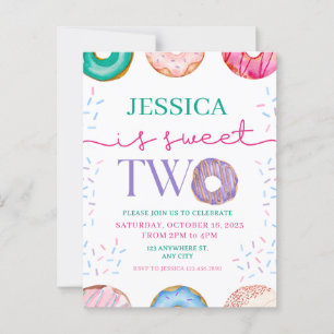 Cute Donut Feestje Zoete tweede 2de verjaardag Briefkaart