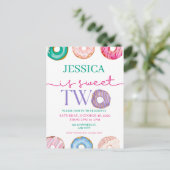 Cute Donut Feestje Zoete tweede 2de verjaardag Briefkaart (Staand voorkant)