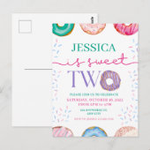 Cute Donut Feestje Zoete tweede 2e verjaardag Briefkaart (Voorkant / Achterkant)