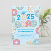 Cute Donut Graduation Party Invitation Kaart (Staand voorkant)