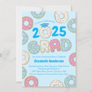 Cute Donut Graduation Party Invitation Kaart