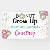 Cute Donut Groeit kinderen Birthday Party Spandoek (Horizontaal)
