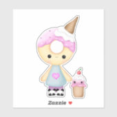 Cute Donut kawaii girl met cupcake Sticker (Vel)