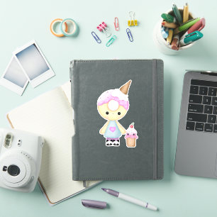 Cute Donut kawaii girl met cupcake Sticker