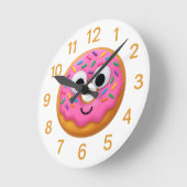 Cute Donut Kids Clock – Googly Eyes Fun Ronde Klok (Hoek)