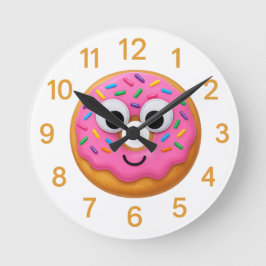 Cute Donut Kids Clock – Googly Eyes Fun Ronde Klok
