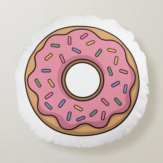 Cute Donut | Kids Rond Kussen (Voorkant)