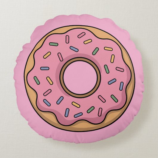 Cute Donut | Kinderen Rond Kussen (Voorkant)