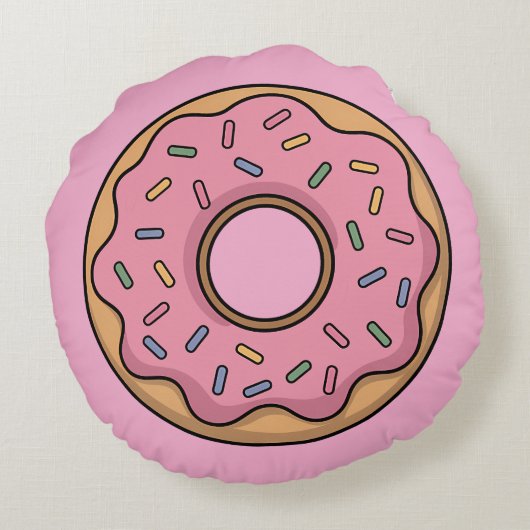 Cute Donut | Kinderen Rond Kussen (Achterkant)