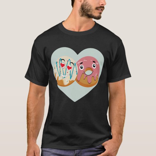 Cute Donut Koppel Liefde shirt (Voorkant)