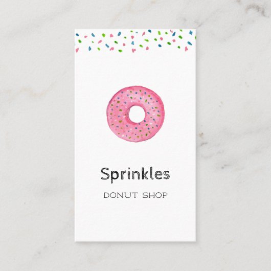 Cute Donut met sprinken Donut shop Visitekaartje (Voorkant)