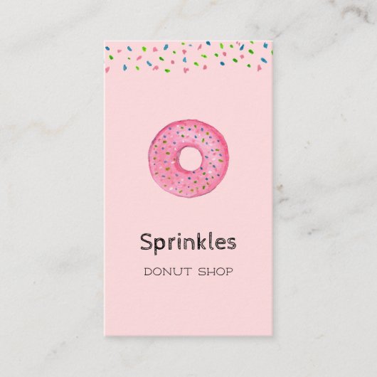 Cute Donut met sprinken Donut shop Visitekaartje (Voorkant)