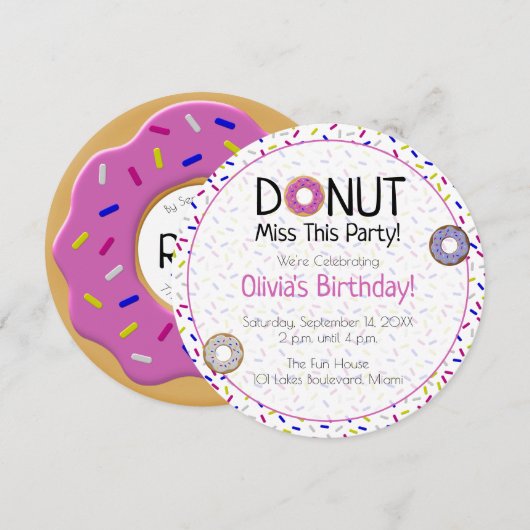 Cute Donut Miss Deze partij Colorful Sprinkle Roun Kaart (Voorkant / Achterkant)