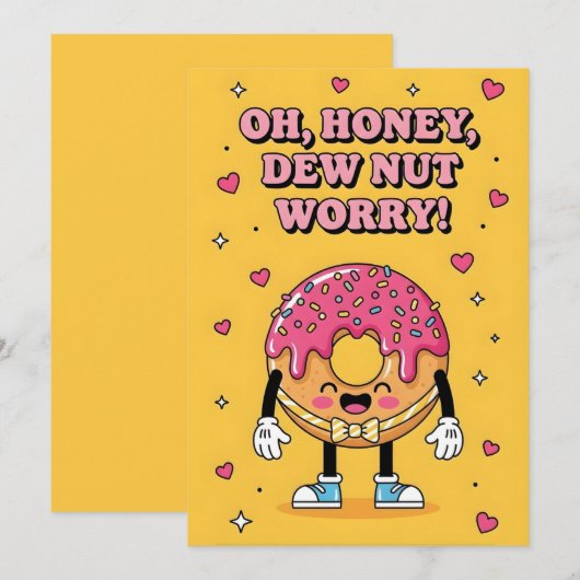Cute Donut Pun Oh Honey Dew Nut Worry Encouraging Bedankkaart (Voorkant / Achterkant)