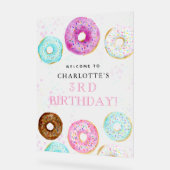 Cute Donut Themed Birthday Party Welcome Acryl Bord (Hoek)