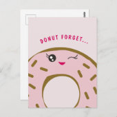Cute Donut Vergeet dat je een mooie Kawaii-illustr Briefkaart (Voorkant / Achterkant)