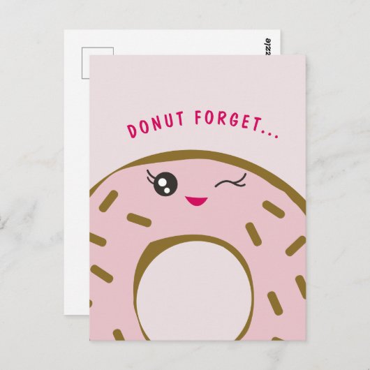Cute Donut Vergeet dat je een mooie Kawaii-illustr Briefkaart (Voorkant / Achterkant)