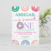 Cute Donut Verjaardagsfeestje 1e verjaardag Kaart (Staand voorkant)