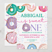 Cute Donut Verjaardagsfeestje 1e verjaardag Kaart (Voorkant / Achterkant)