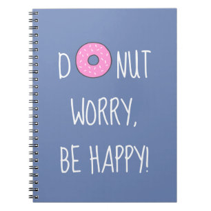 Cute Donut Worry is Happy Roze en Paars Notitieboek
