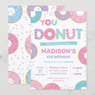 Cute Donuts and Sprinkles Birthday Party Kaart
